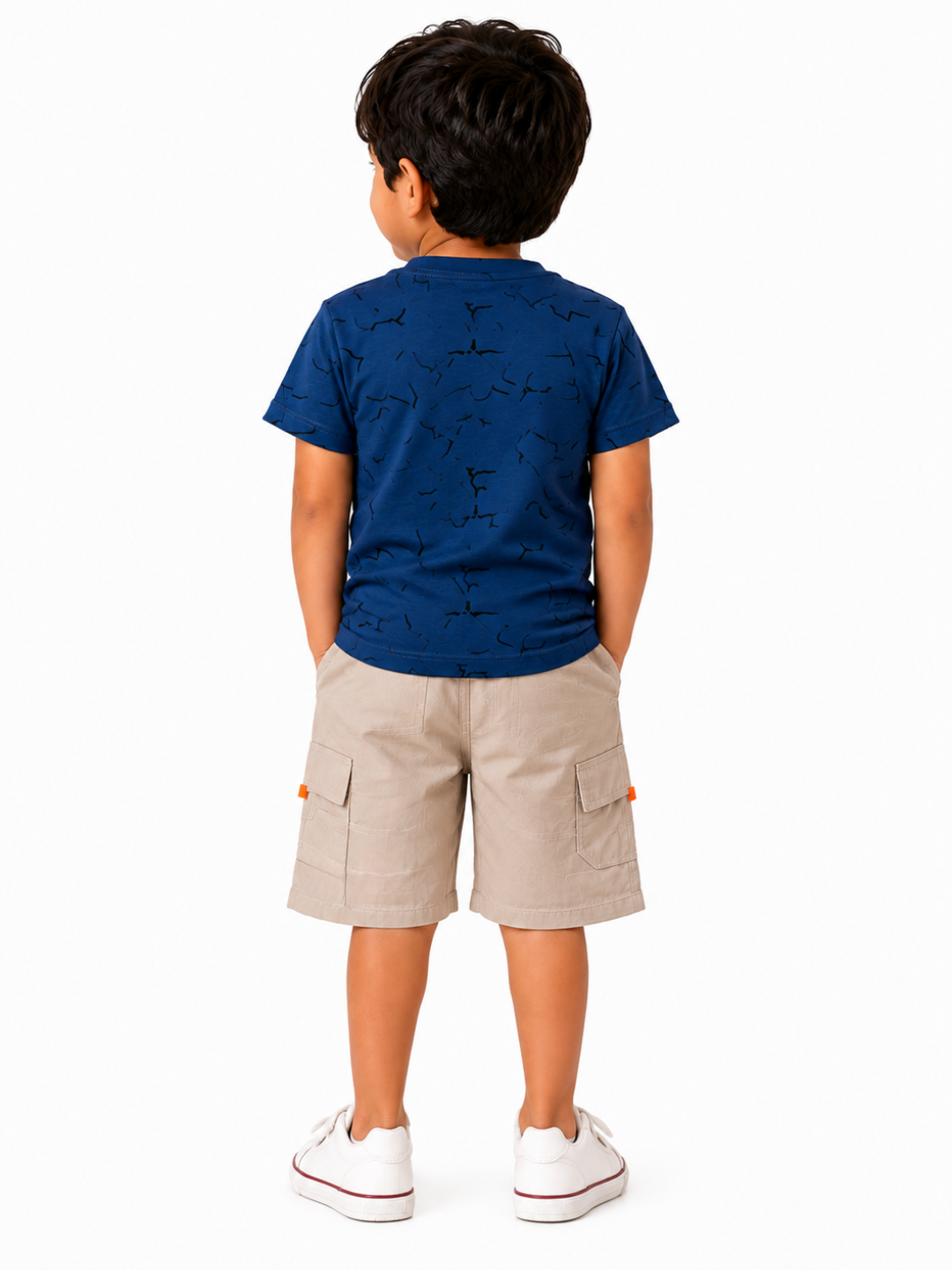 Positive Teddy Bear" Printed T-Shirt & Cargo Shorts Set for Boys